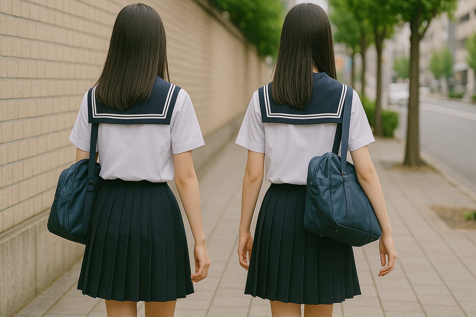 女子高生が並んで楽しそうに話している