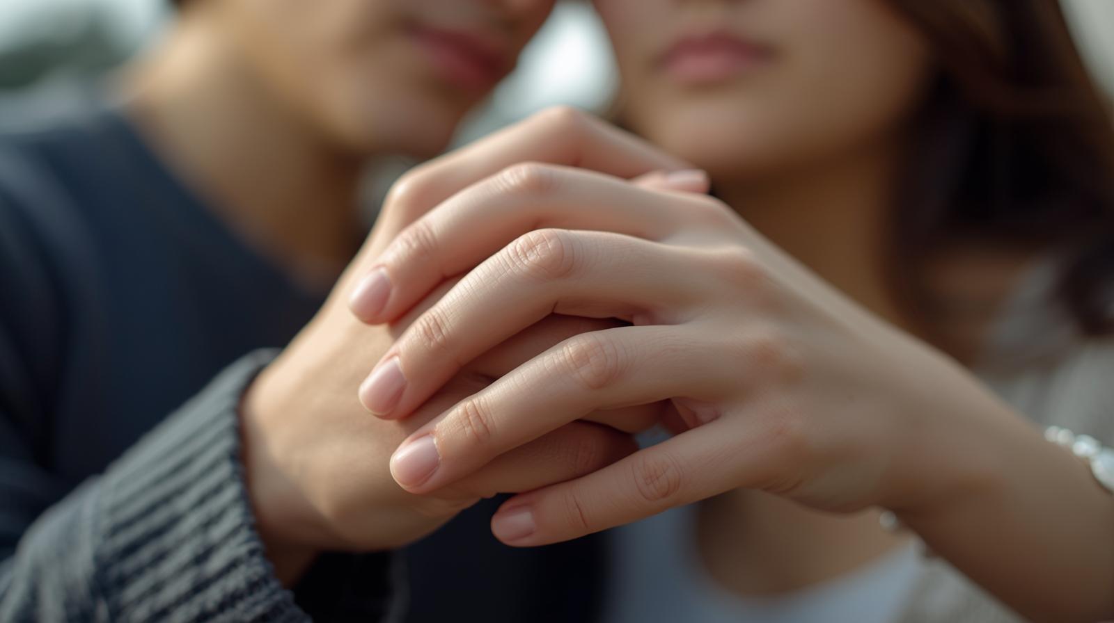 仲の良い男女が手を繋いでいる画像