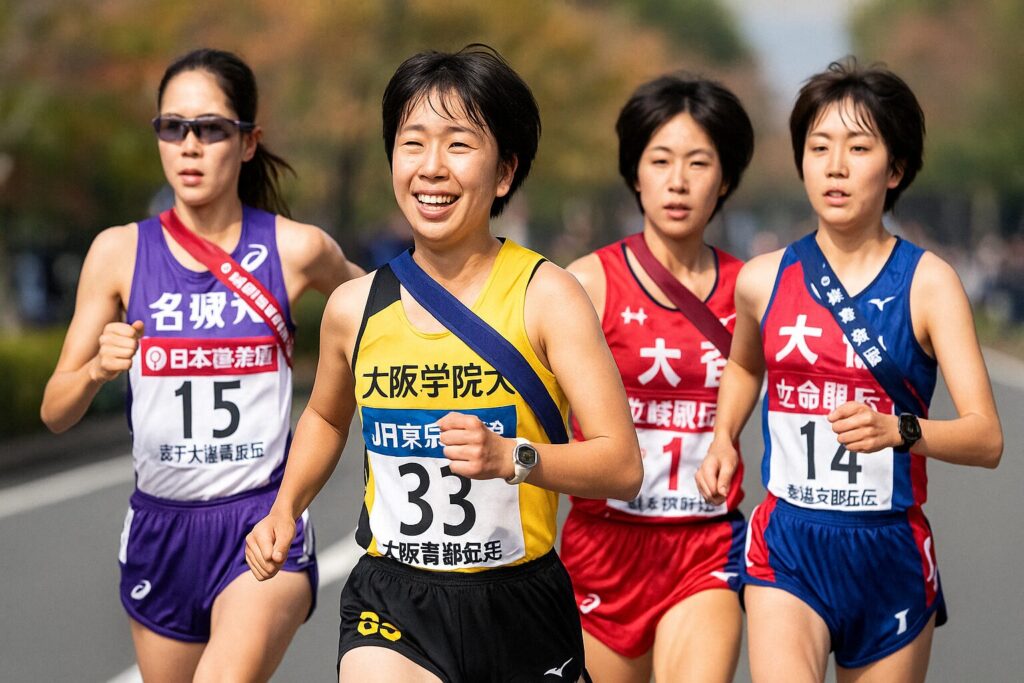 駅伝を走る四人の女性たち