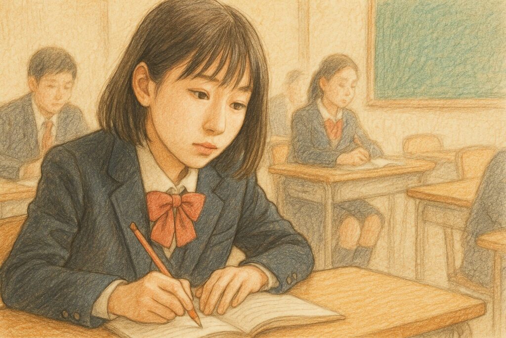 高校生の伊藤沙莉が授業を受けている