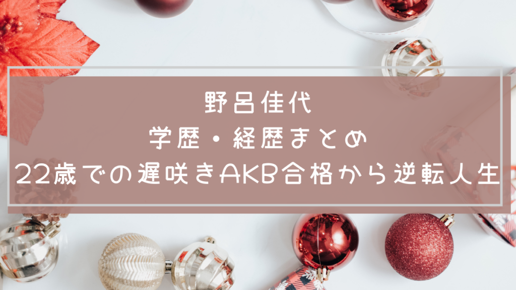 野呂佳代の学歴や経歴を説明した画像